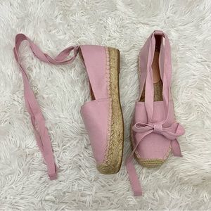 J. Crew espadrille flat walking shoes dusty pink size 8 tie up new